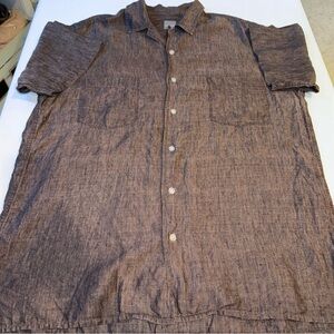 Men's Shirt Size Medium Linen Short Sleeve 100% Linen Brown M. Gordon